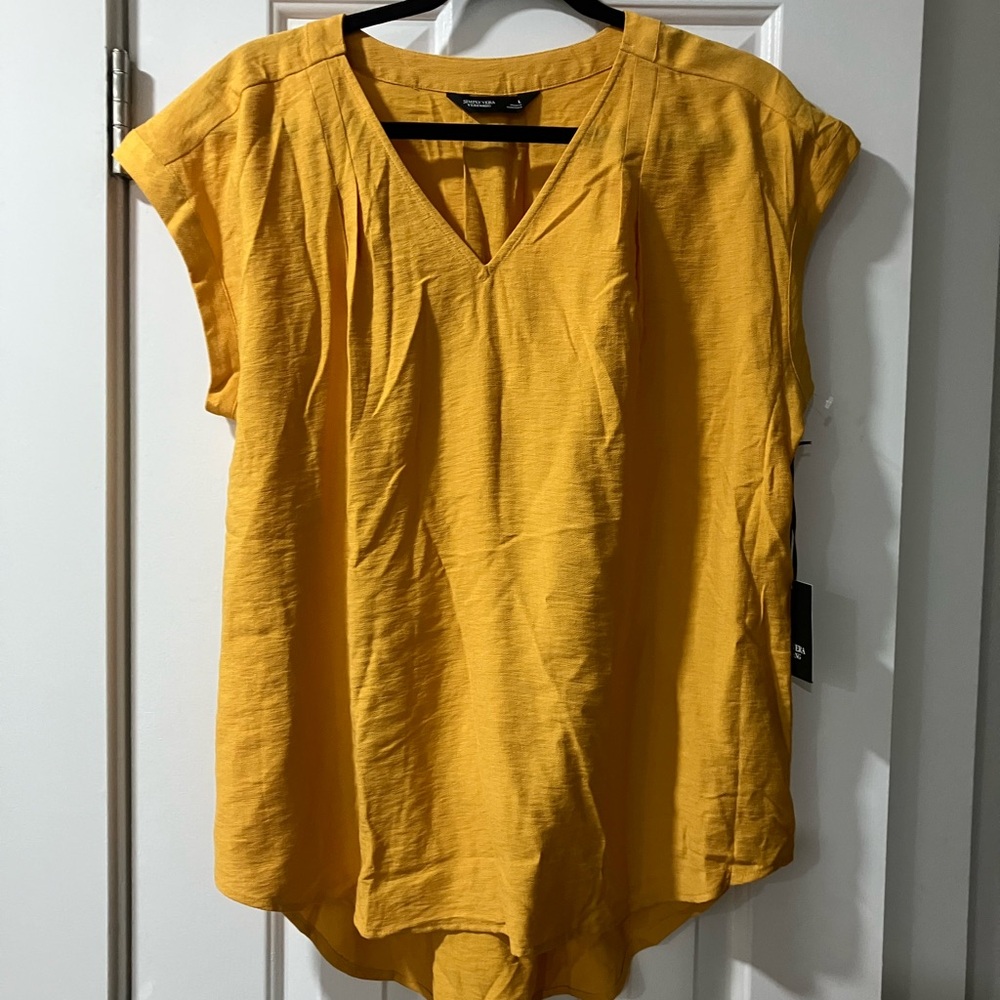 Simply Vera Vera Wang Mustard V-Neck Blouse